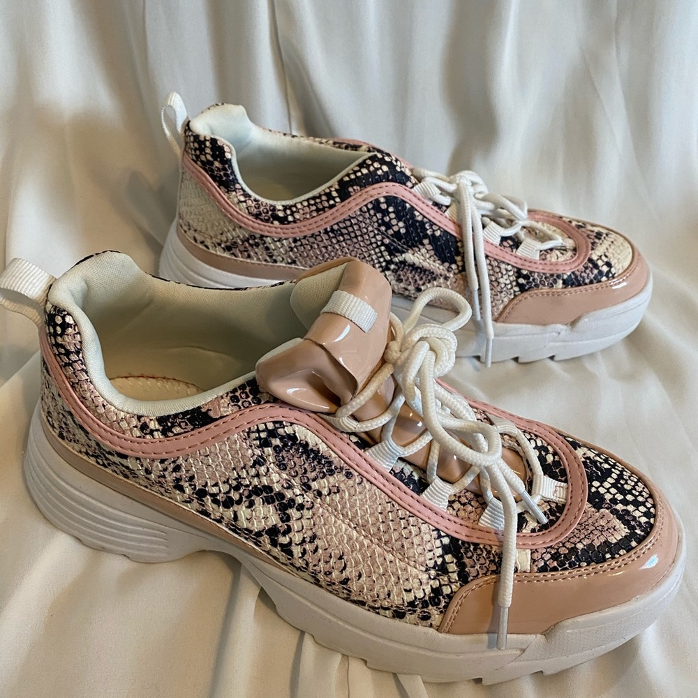 Pink animal print sneakers